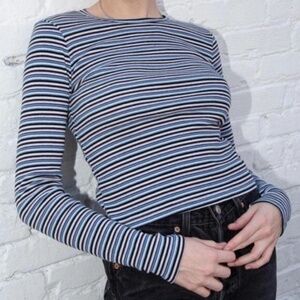 Brandy Melville Women's Blue and Black Shirt
